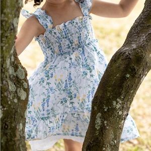 Janie & Jack Emily Floral Smocked Sundress - Teal Floral